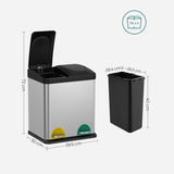 Mülleimer Mülltrennsystem 2 x 15 L Schwarz-Silbern