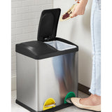 Mülleimer Mülltrennsystem 2 x 15 L Schwarz-Silbern