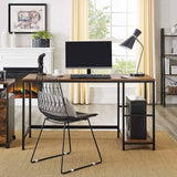 Schreibtisch Computertisch 140 x 60 x 75 cm Vintagebraun-Schwarz