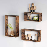 Set de 3 étagères murales cubiques 30/35/40 cm marron vintage