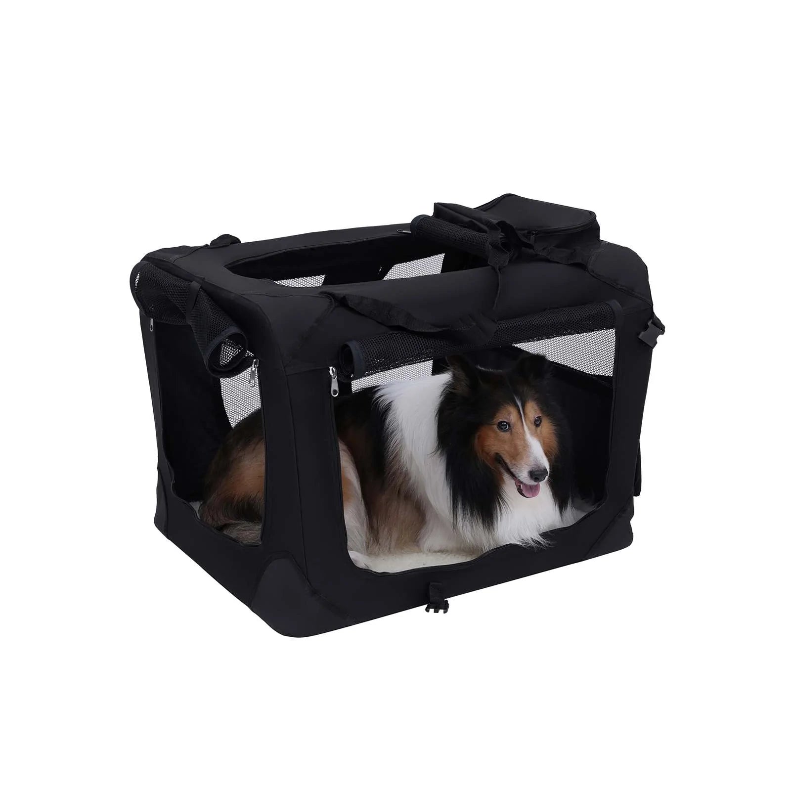 Hundetransportbox Transporttasche 50 x 35 x 35 cm Schwarz