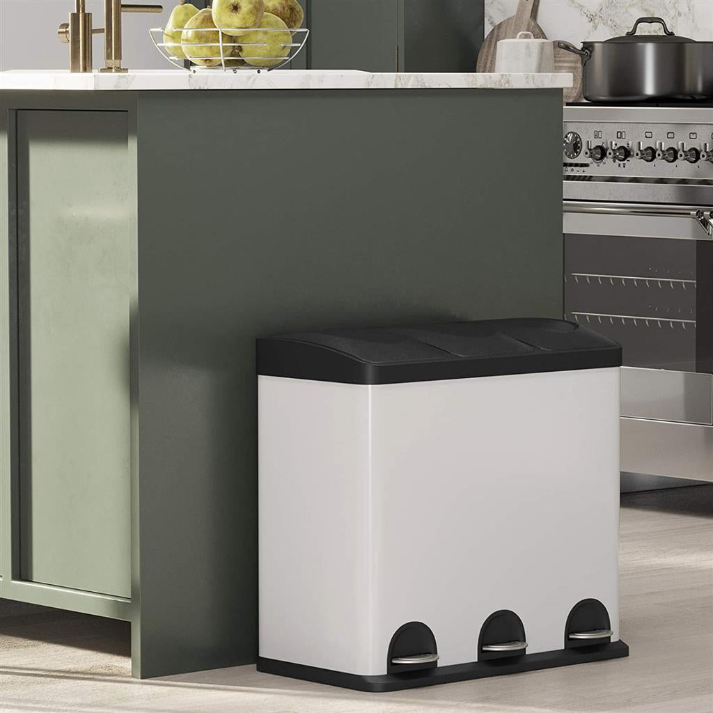 Mülleimer Mülltrennsystem 3 x 18 L Schwarz-Weiß