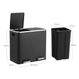 Mülleimer Mülltrennsystem 2 x 24 L Schwarz