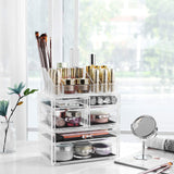 Make-up Organizer mit 6 Schubladen Schwarz-Transparent