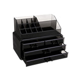 Make-up Organizer mit 4 Schubladen Schwarz-Transparent