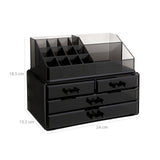 Make-up Organizer mit 4 Schubladen Schwarz-Transparent
