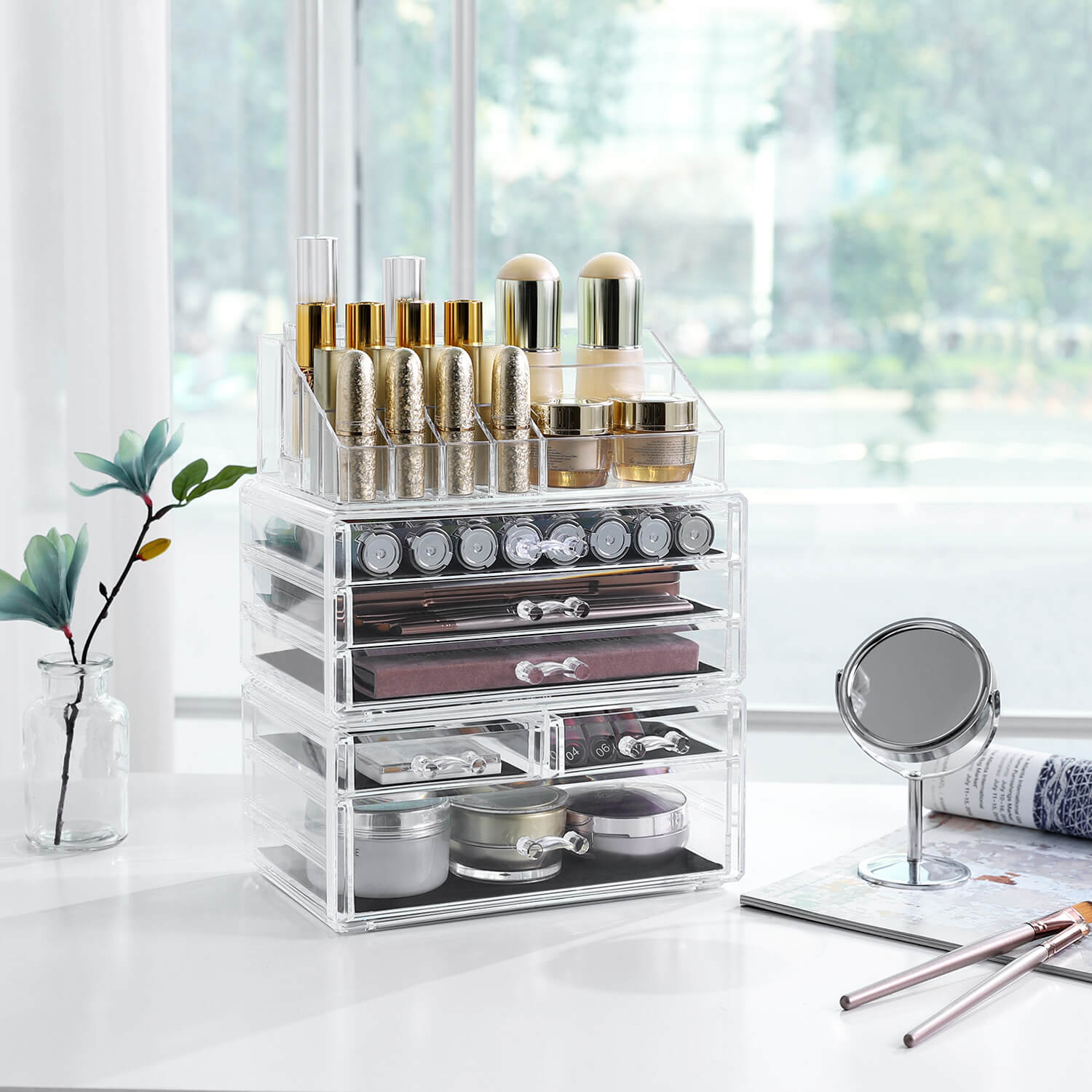 Make-up Organizer Kosmetik-Aufbewahrung Schwarz-Transparent