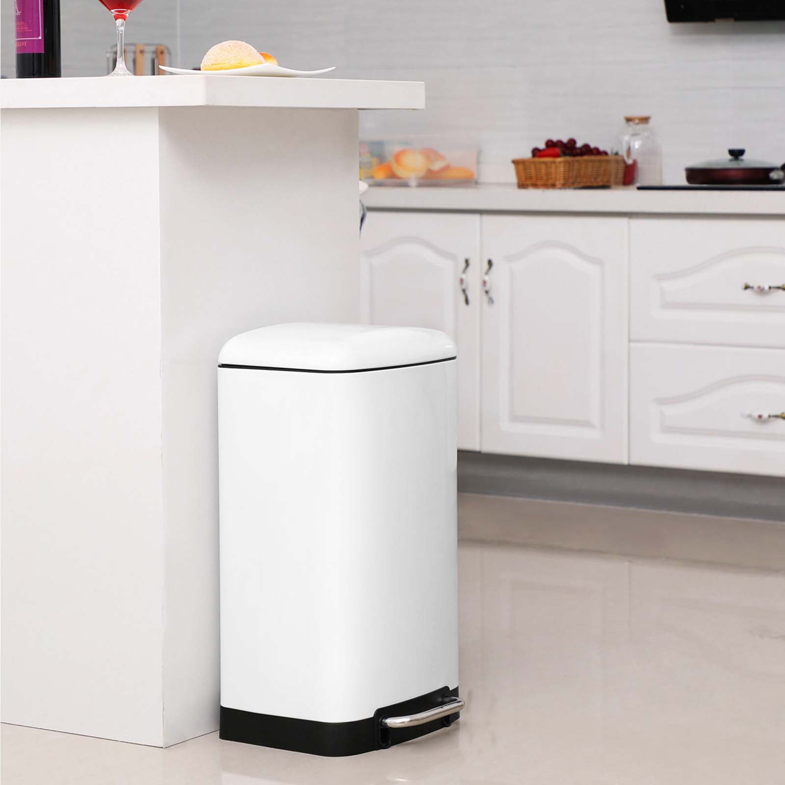 Madesmart Großer Tiefer Mülleimer – Weiß, 1 Stück, Mit Griffen & Rutschfesten Füßen