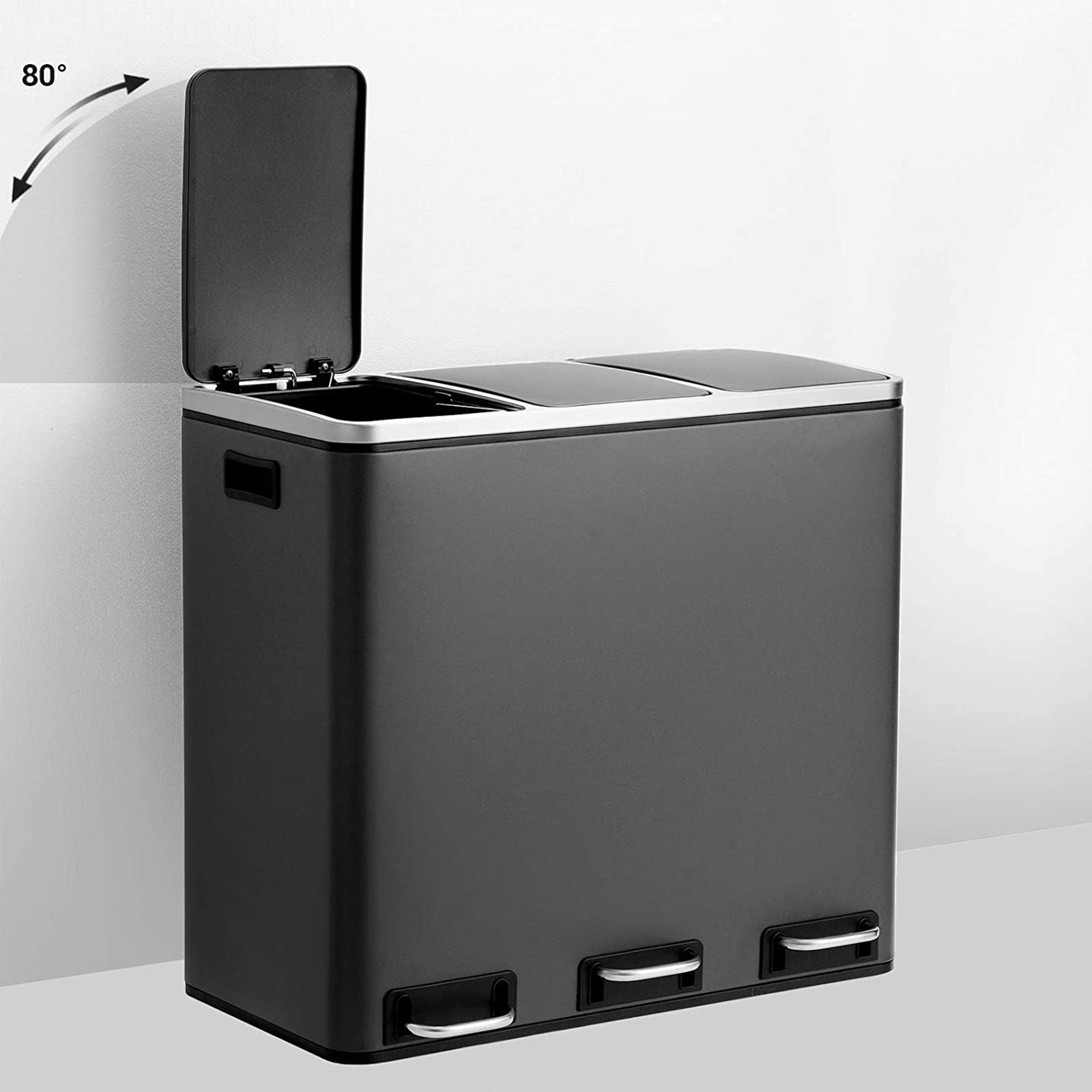Hansiro Mülleimer Mülltrennsystem 3 x 18 L Schwarz –