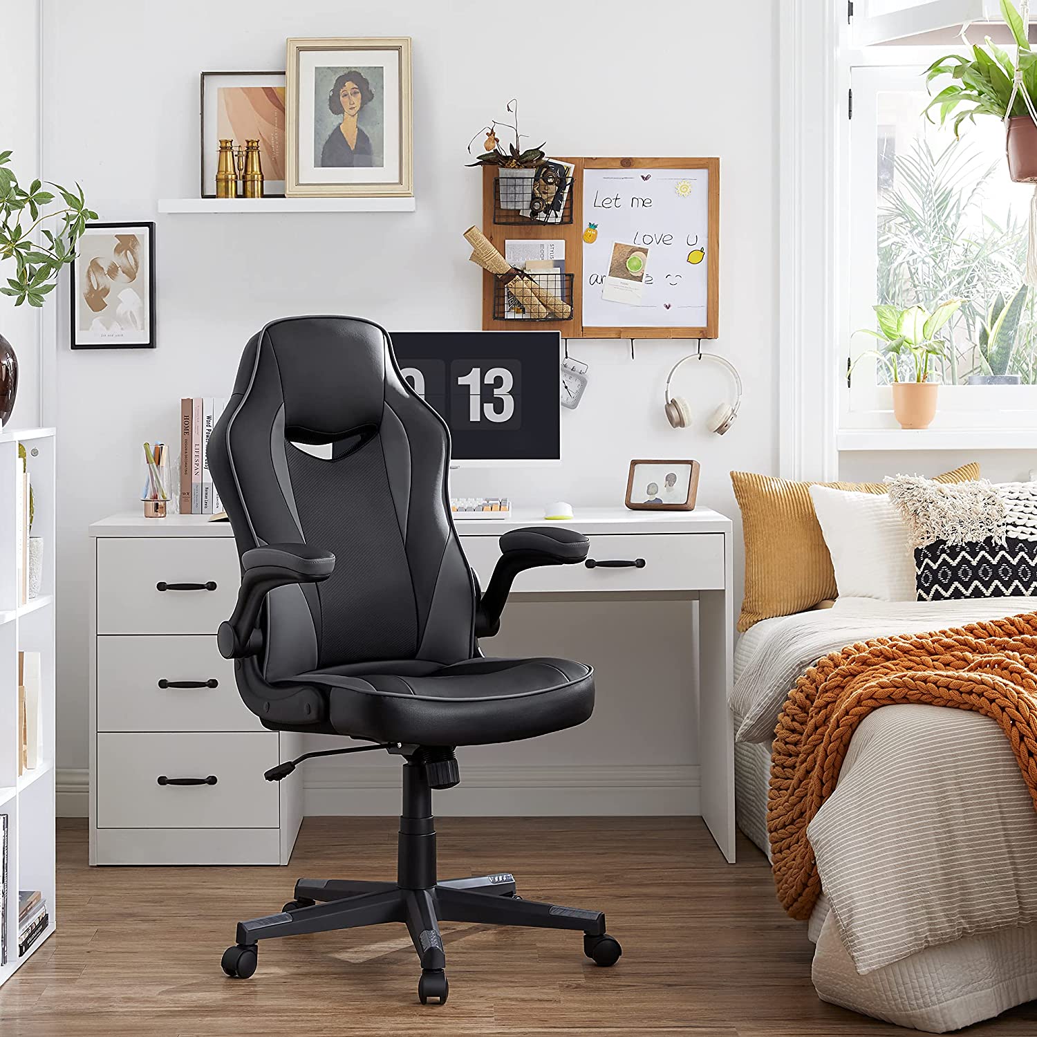 Bürostuhl aus Kunstleder bis 150 kg belastbar Schwarz-Grau
