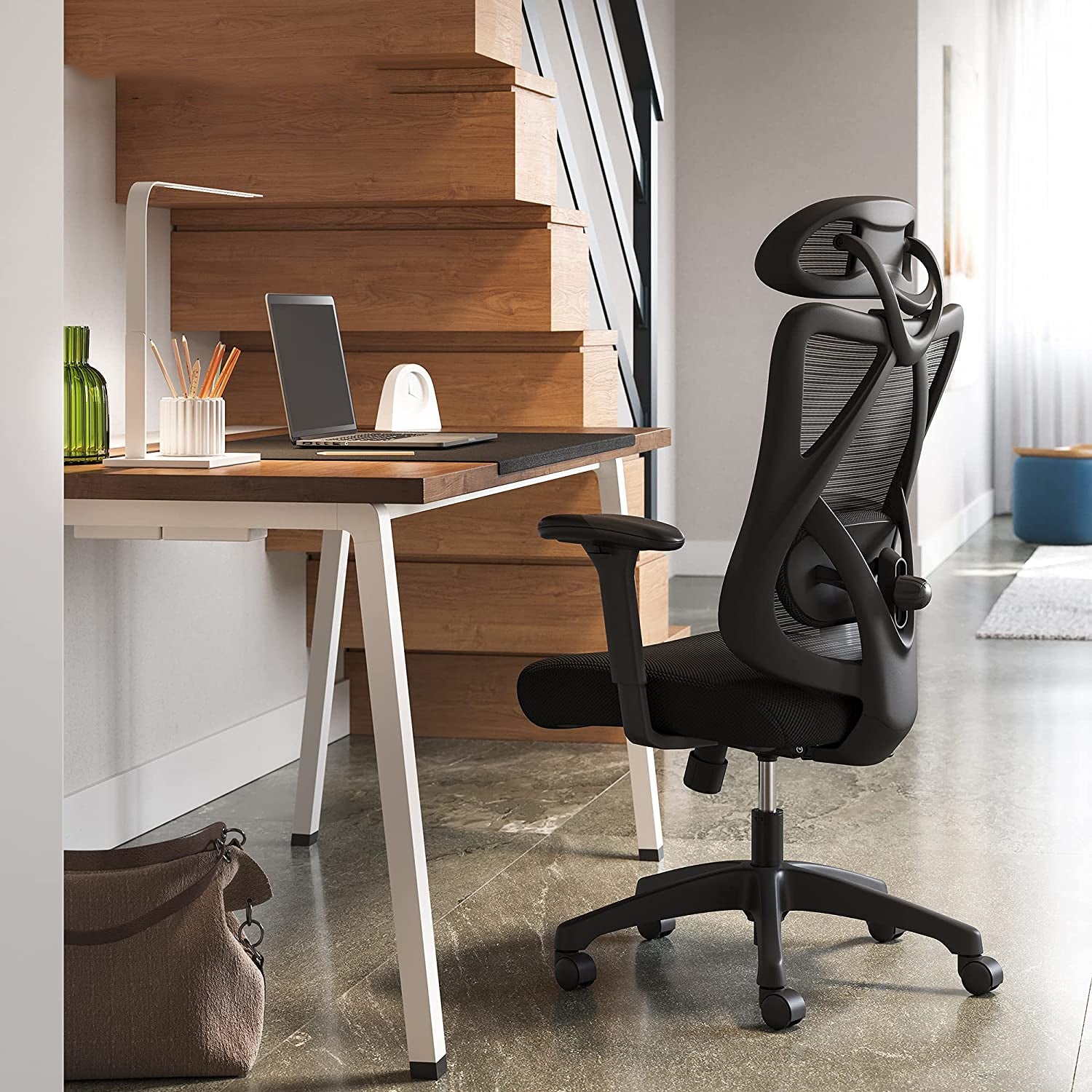 Hansiro Bürostuhl Schreibtischstuhl verstellbar bis 150 kg belastbar Schwarz  –