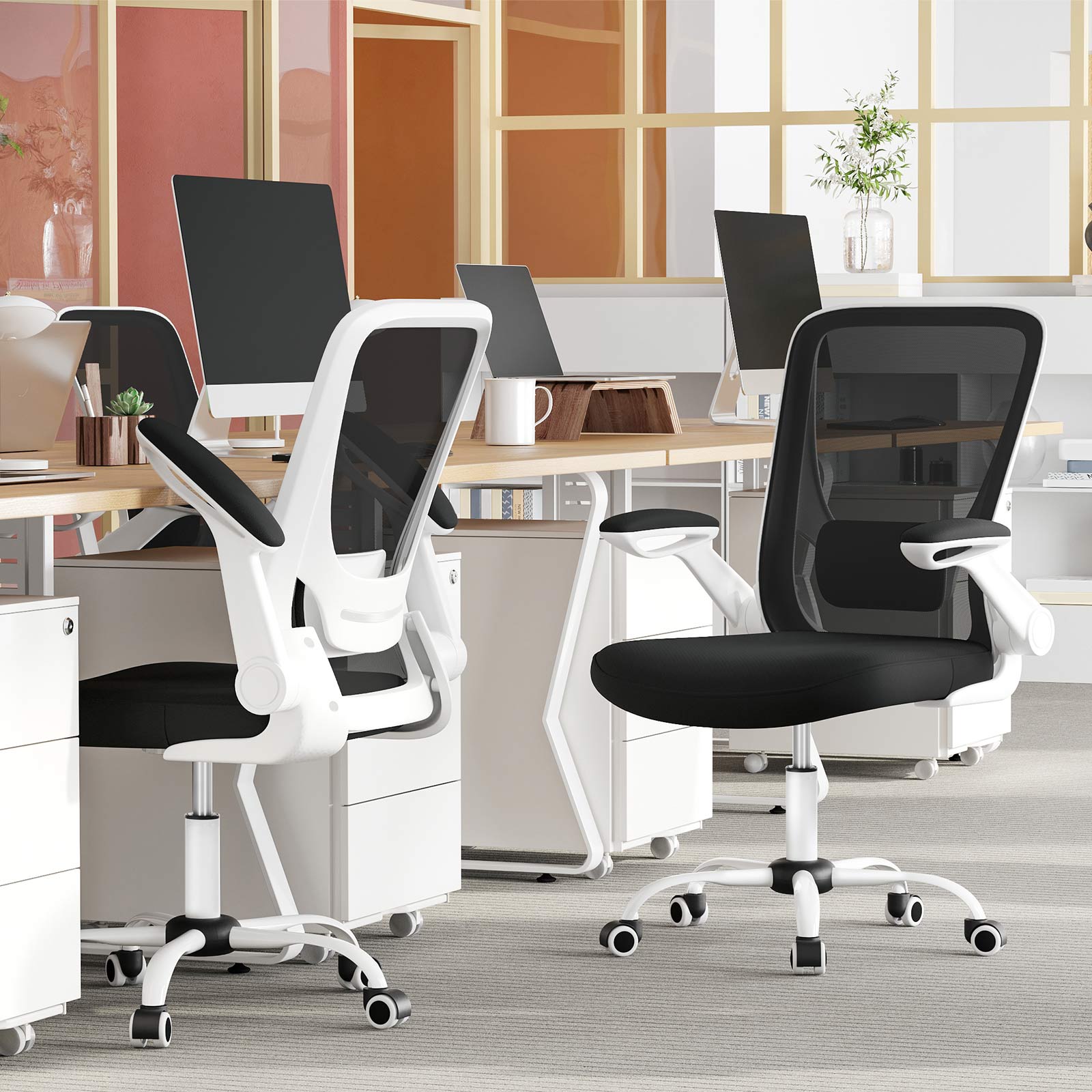 Bürostuhl Schreibtischstuhl bis 120 kg belastbar Schwarz-Weiß