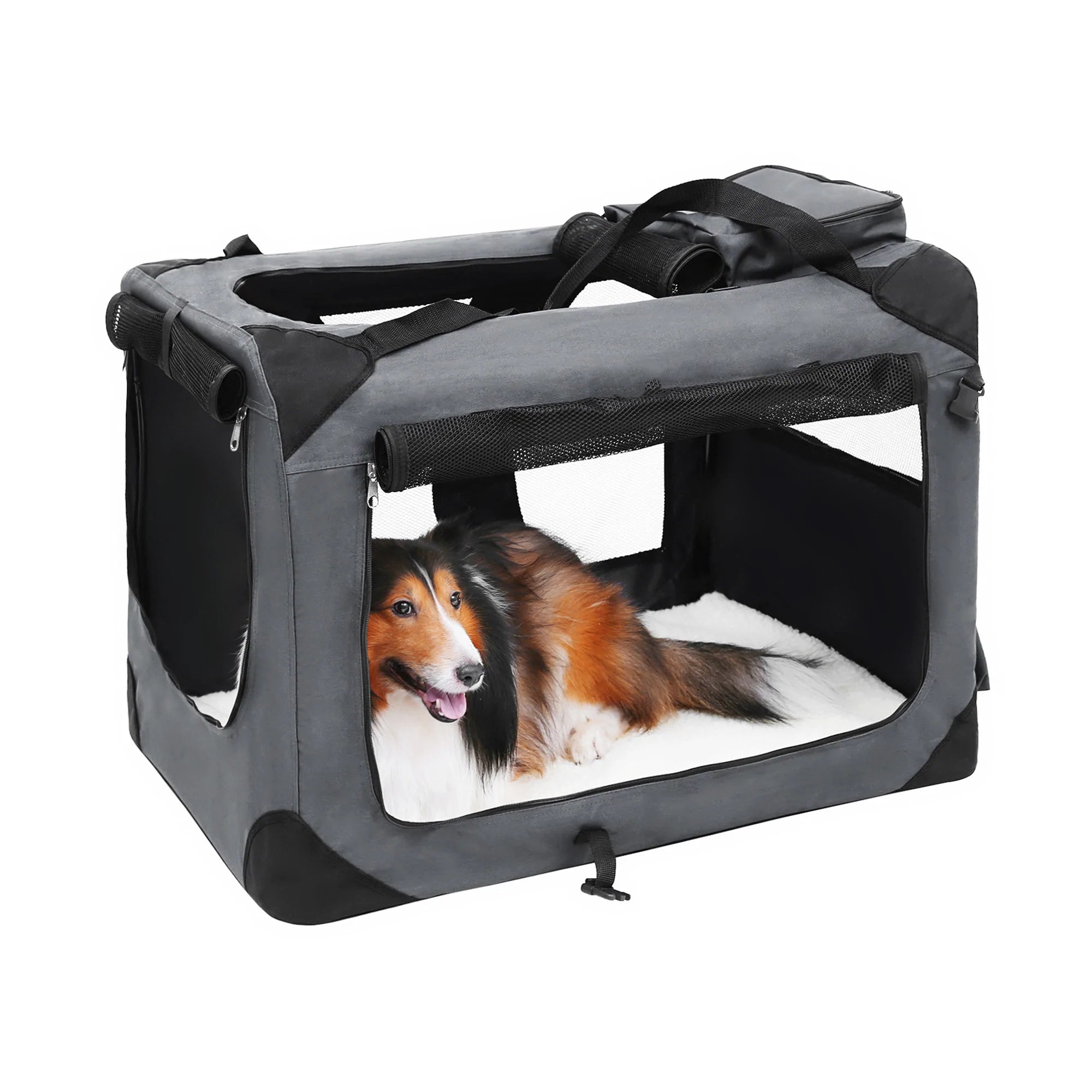 Hundetransportbox Transporttasche 70 x 52 x 52 cm Grau