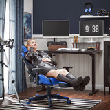 Gaming Stuhl Bürostuhl ergonomisch bis 150 kg belastbar Schwarz-Blau