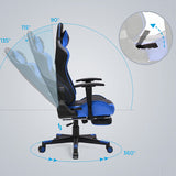 Gaming Stuhl Bürostuhl ergonomisch bis 150 kg belastbar Schwarz-Blau