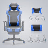 Gaming Stuhl Bürostuhl ergonomisch bis 150 kg belastbar Schwarz-Blau