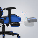 Gaming Stuhl Bürostuhl ergonomisch bis 150 kg belastbar Schwarz-Blau