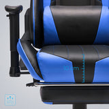 Gaming Stuhl Bürostuhl ergonomisch bis 150 kg belastbar Schwarz-Blau