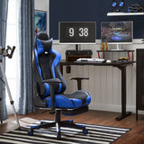 Gaming Stuhl Bürostuhl ergonomisch bis 150 kg belastbar Schwarz-Blau