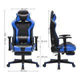 Gaming Stuhl Bürostuhl ergonomisch bis 150 kg belastbar Schwarz-Blau