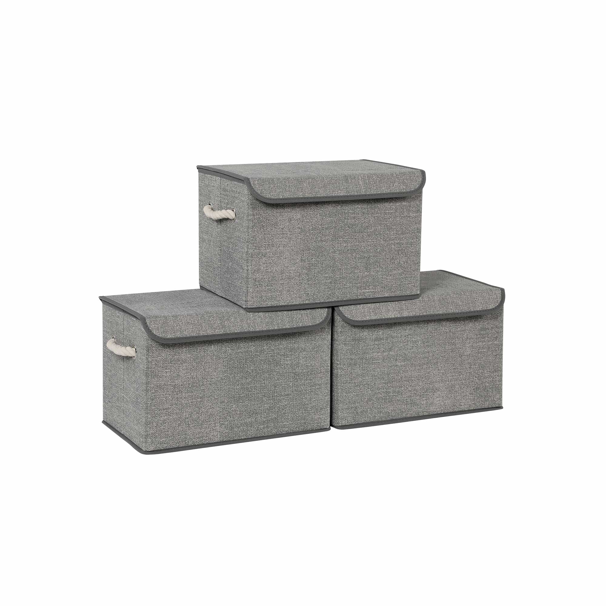3er-Set Aufbewahrungsbox 38 x 25 x 25 cm Grau