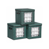 3er-Set Aufbewahrungsboxen für Weihnachtskugeln 30,5 x 30,5 x 30,5 cm Grün