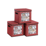 3er-Set Aufbewahrungsboxen für Weihnachtskugeln 30,5 x 30,5 x 30,5 cm Rot