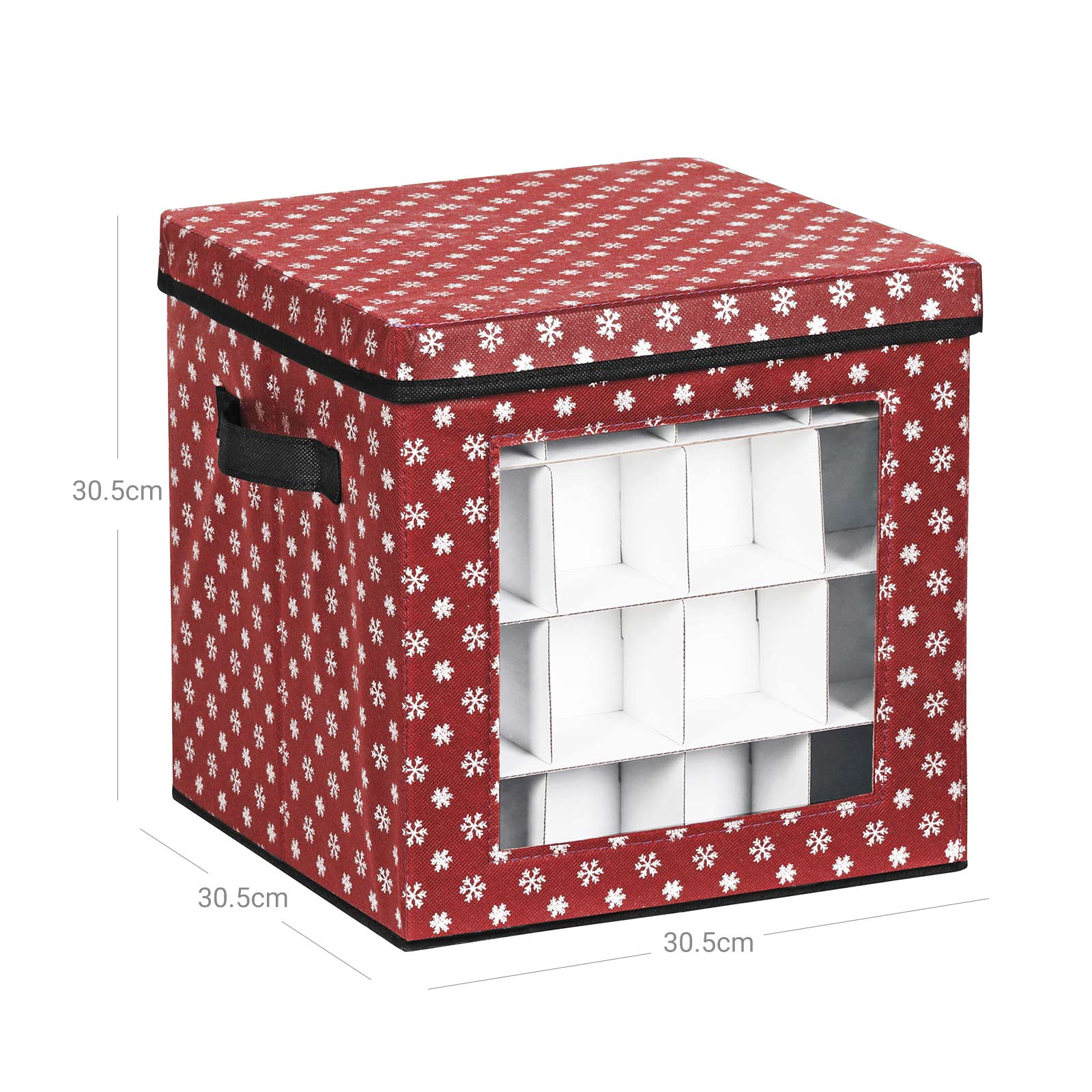 3er-Set Aufbewahrungsboxen für Weihnachtskugeln 30,5 x 30,5 x 30,5 cm Rot