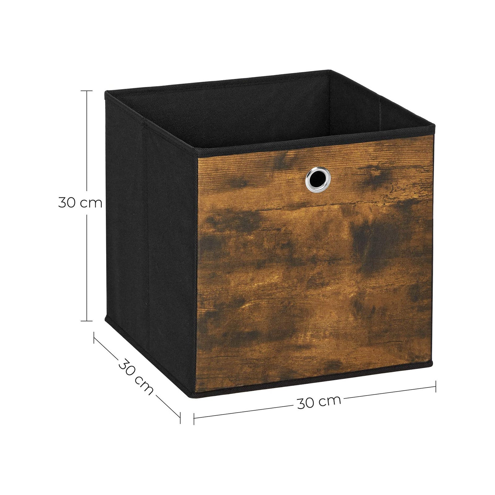 6er-Set Aufbewahrungsbox Faltbox 30 x 30 x 30 cm Vintagebraun-Schwarz