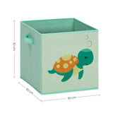 3er-Set Aufbewahrungsbox Faltbox 30 x 30 x 30 cm Blau-Grün-Rosa