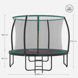 Trampolin Ø 366 cm bis 150 kg belastbar Schwarz-Dunkelgrün