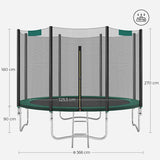Trampolin rund Ø 366 cm bis 150 kg belastbar Schwarz-Grün