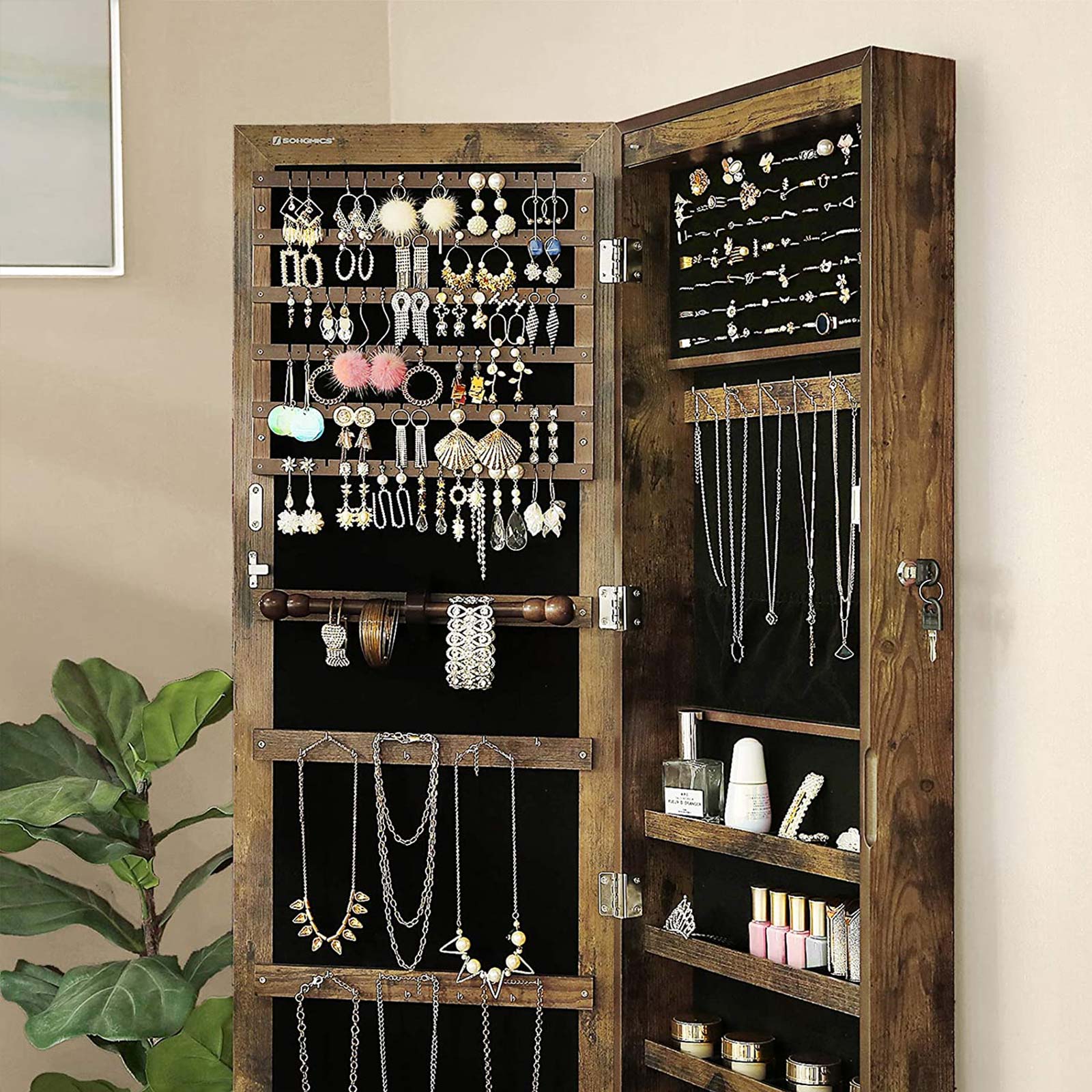 Schmuckschrank Ganzkörperspiegel Vintagebraun