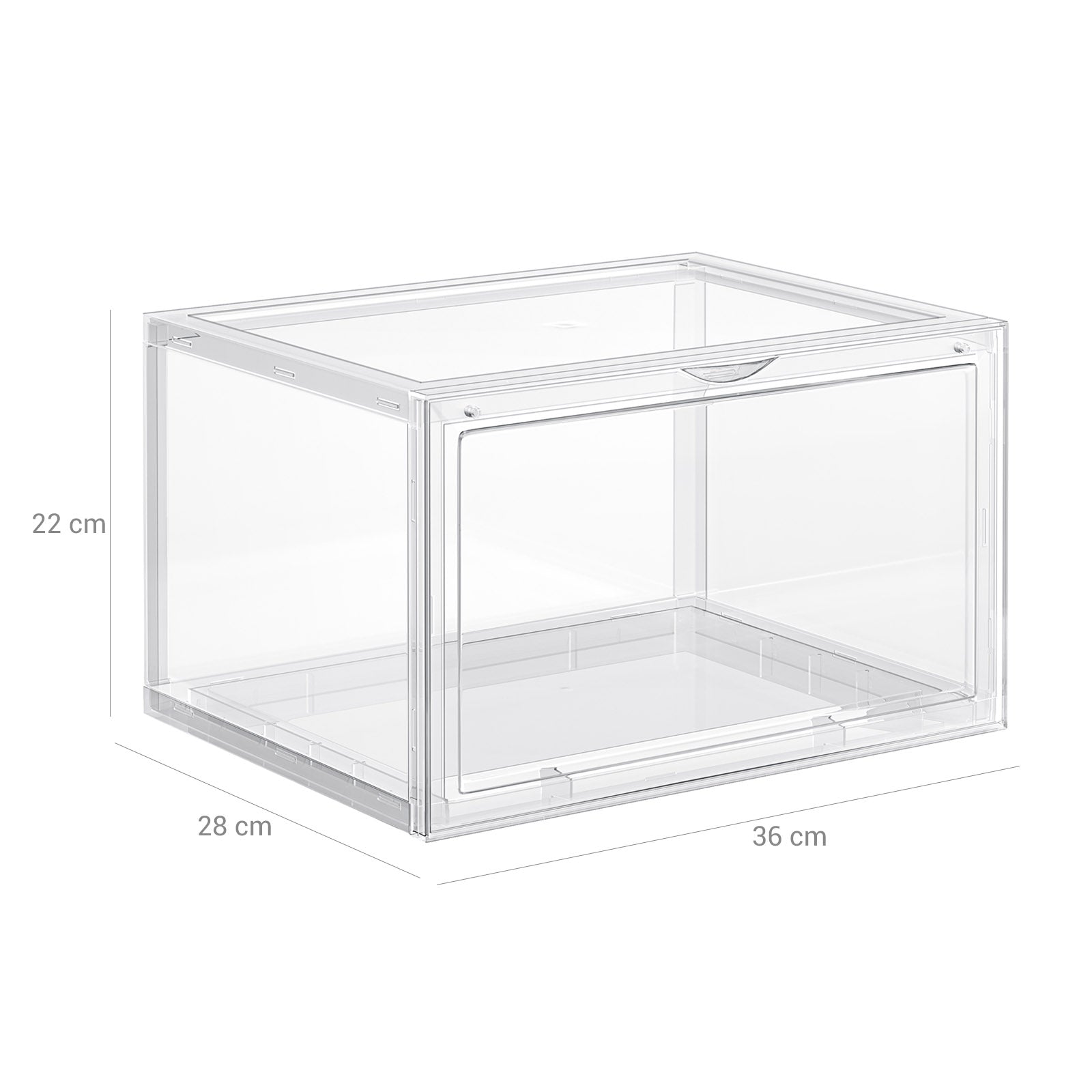 3er-Set Schuhbox Schuhorganizer 36 x 28 x 22 cm Weiß-Transparent