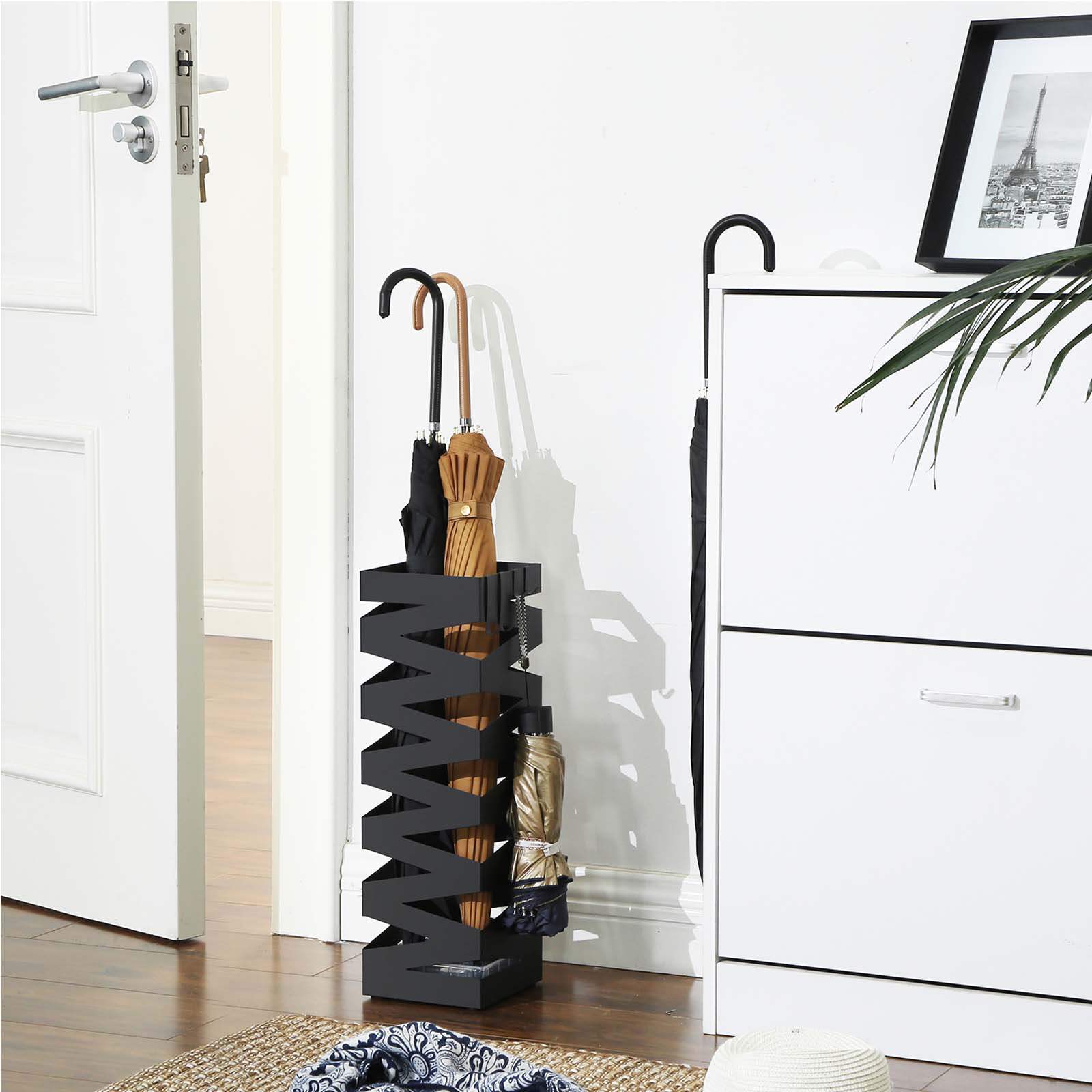 Hansiro Regenschirmständer 15,5 x 15,5 x 49 cm Schwarz –