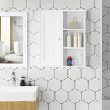 Badezimmerschrank Wandschrank 60 x 71 x 18 cm Weiß